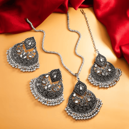 Bhuvi Oxidised Silver Set