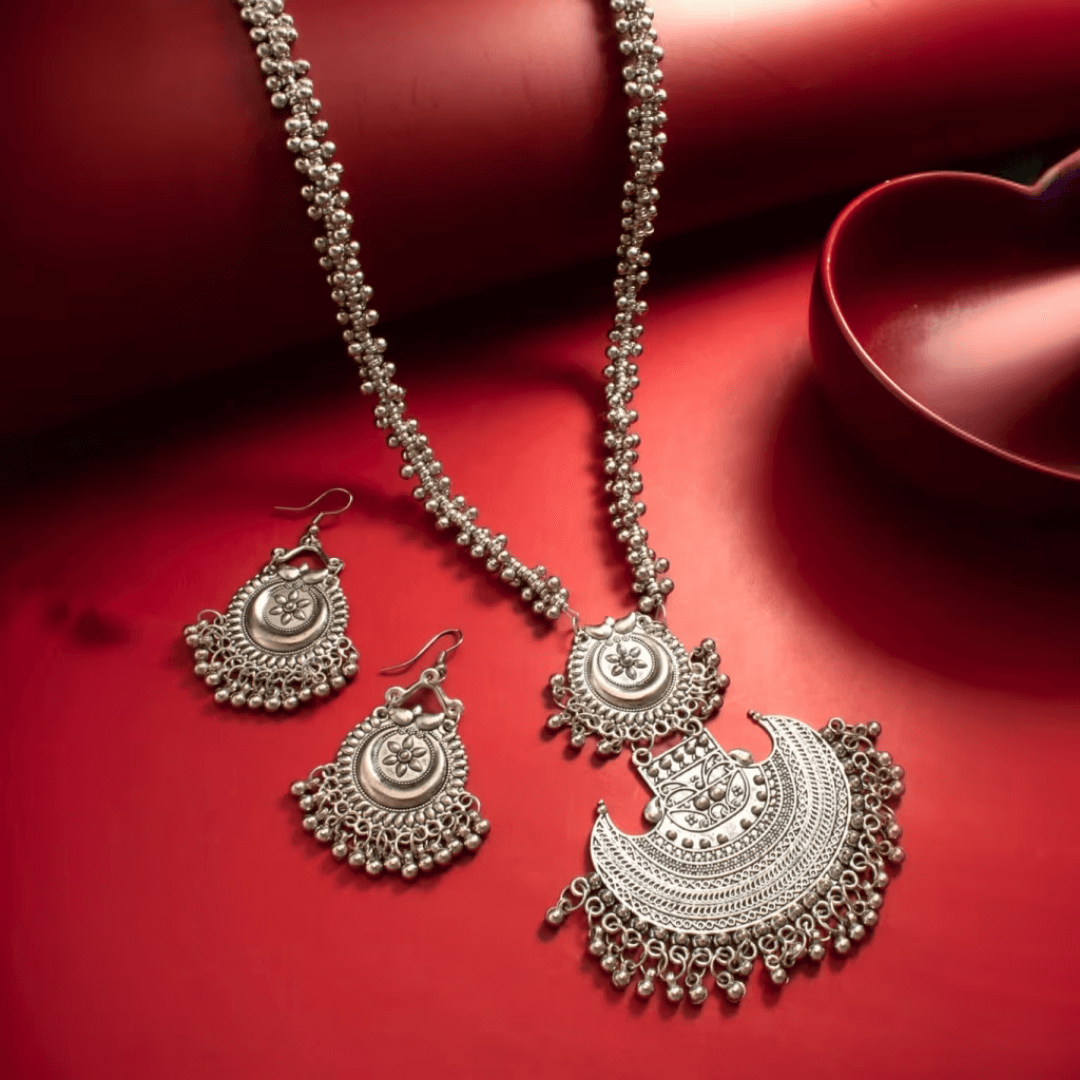 Mohini Oxidized Silver Set