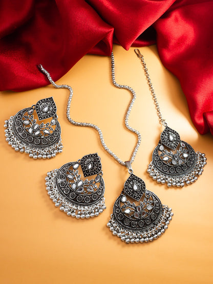 Bhuvi Oxidised Silver Set