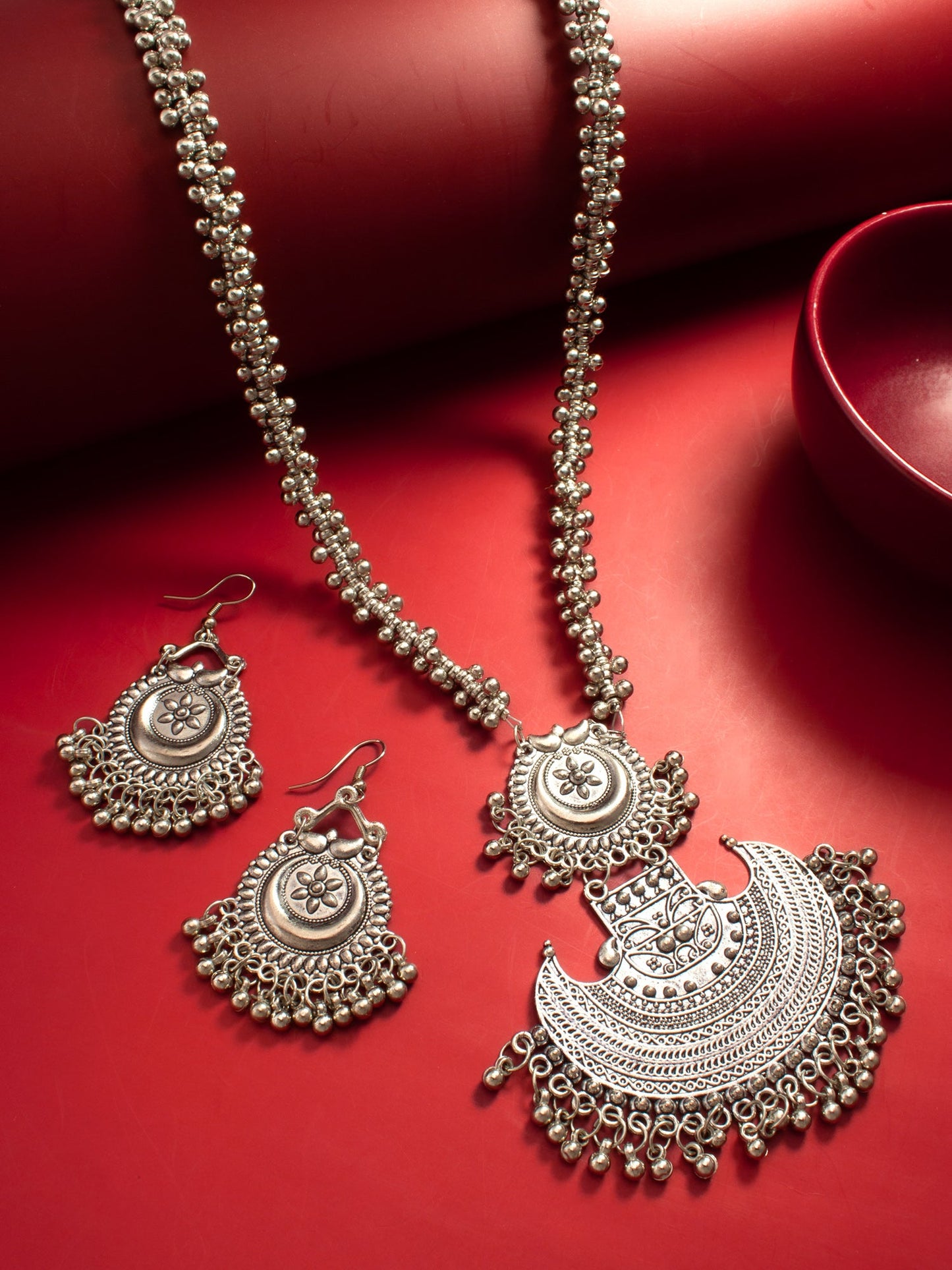 Mohini Oxidized Silver Set