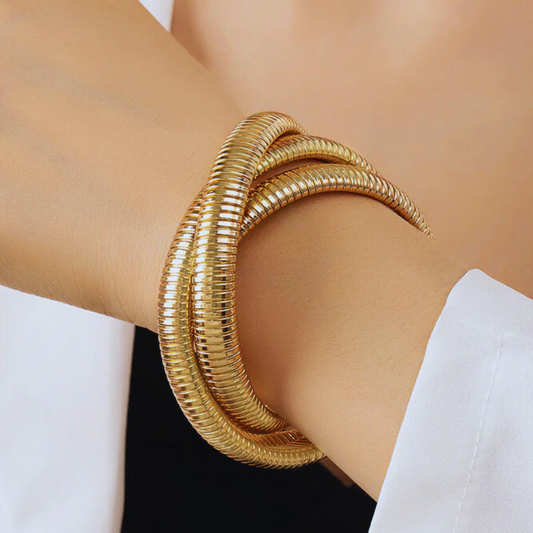 Chunky Twisted Golden Bangles